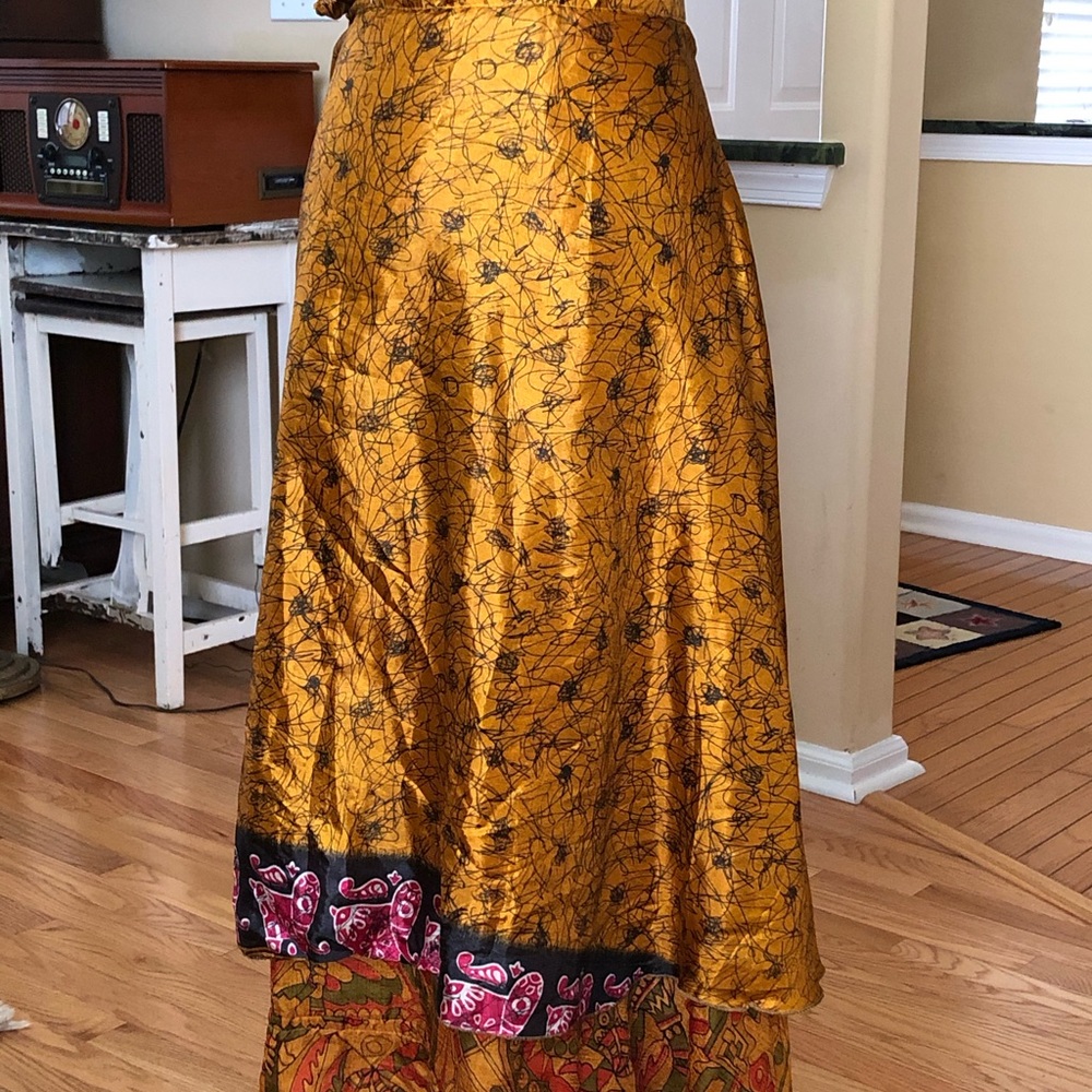 Magic sari wrap skirt in washable silk